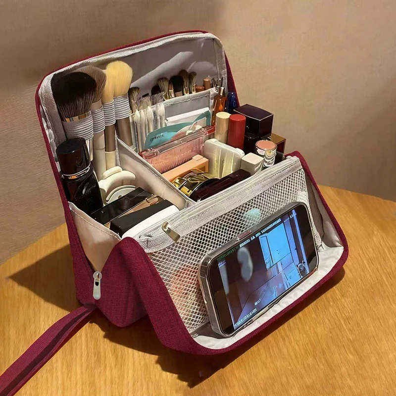 Sac à cosmétiques Portable de grande capacité, rangement Vertical de bureau, sac de rangement multifonctionnel pour cosmétiques, sac de rangement pour stylos de papeterie