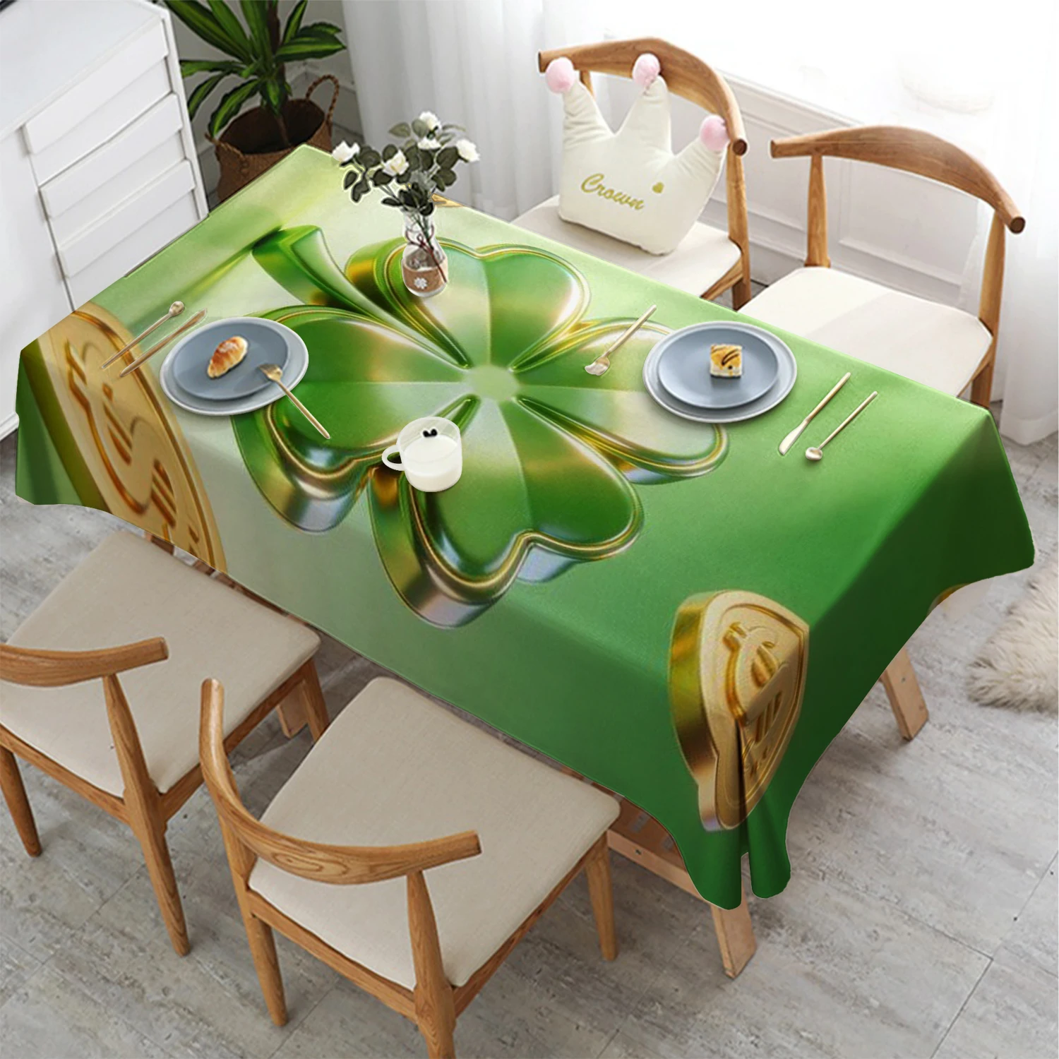 

2D 3D четырехлистный клевер скатерть ресторан кухонная скатерть гостиная украшение дома прямоугольное украшение для вечеринки