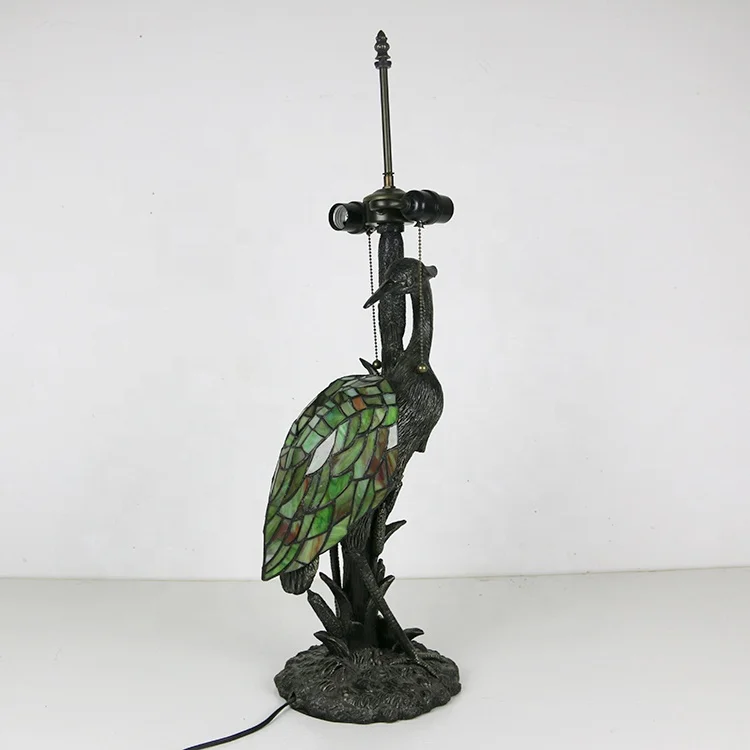 Handmade Crane Dome Stained Glass Table Lamp AC Powered LED Mediterranean Design Multicoloured 2700K Warm White LED