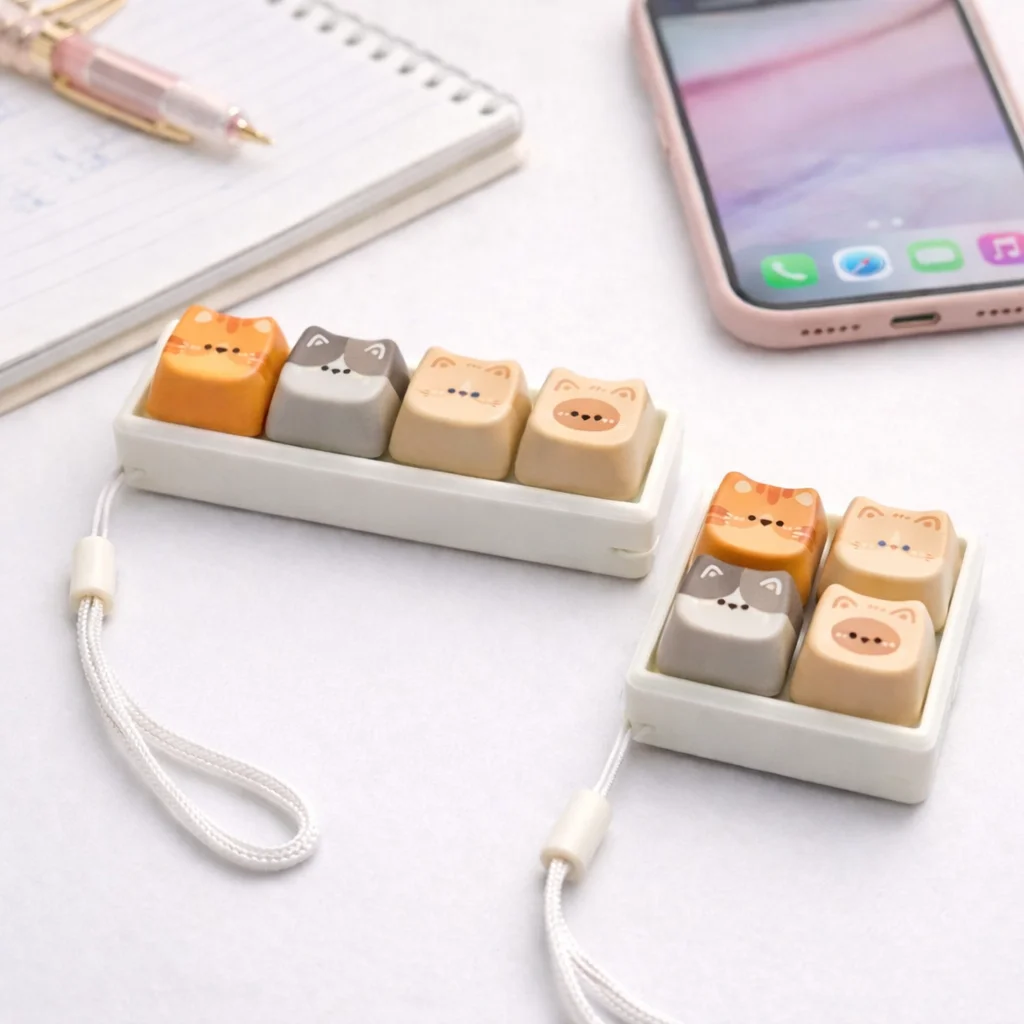 

Механическая клавиатура с милым котом, колпачки для клавиш, подвеска для телефона, ремешок, аксессуары, мини-клавиатура, дизайн