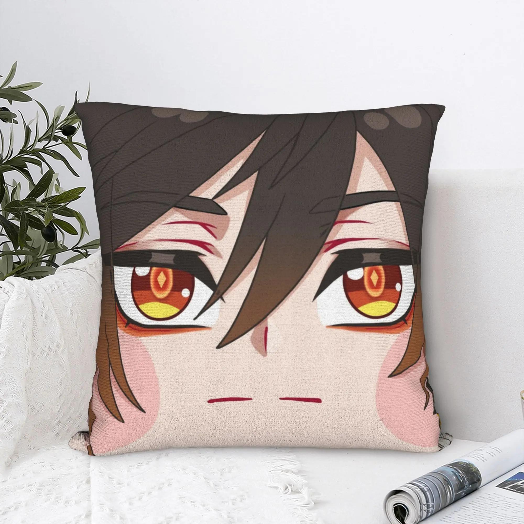 Zhongli Genshin Impact Pillowcase Double-sided Printing Polyester Cushion Cover Decorations  Pillow Case Cover Home Zipper 40X40