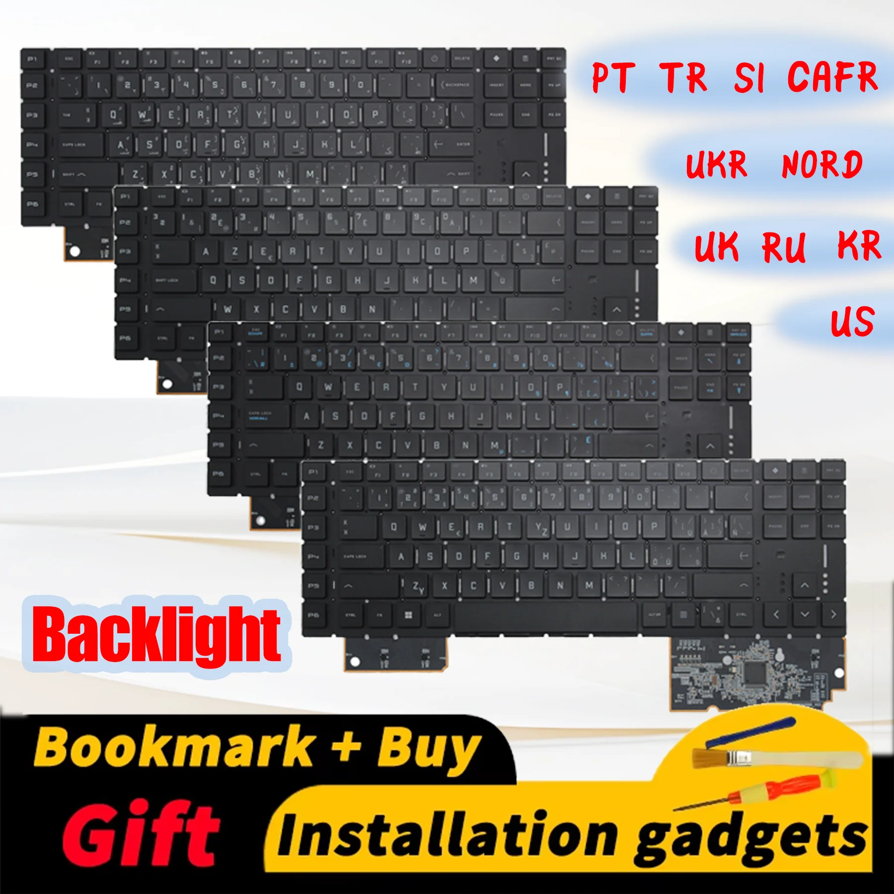 Suitable for HP Omen 7/8 PLUS 17-CK 1001/1002 17-CM TPN-Q266 backlit keyboard CAFR KR NORD PT RU SI TR UK UKR US layout