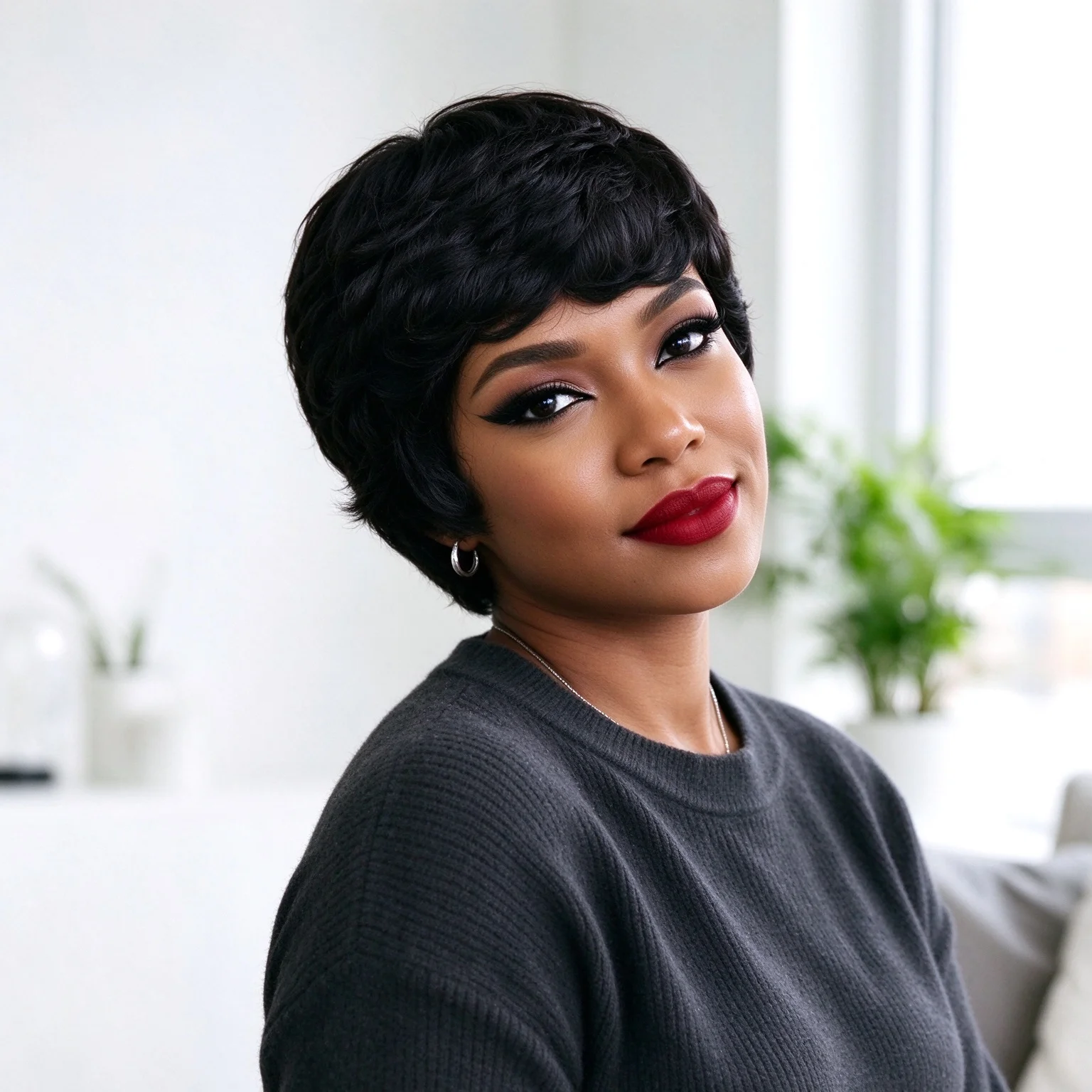 Liyarce Pixie Cut Wigs Human Hair Curly Human Hair Wigs Black Brazilian Remy Short Human Hair Wigs Pixie Cut Machine Made For Women