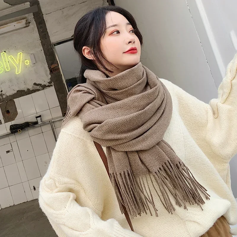 

new 20 colors woman winter scarf fashion female shawls cashmere handfeeling winter wraps solid color winter hijab Gift