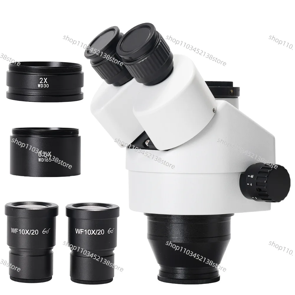 

7-45 Times White Trinocular Binocular Microscope Lens Head Continuous Zoom Assembly Accessories