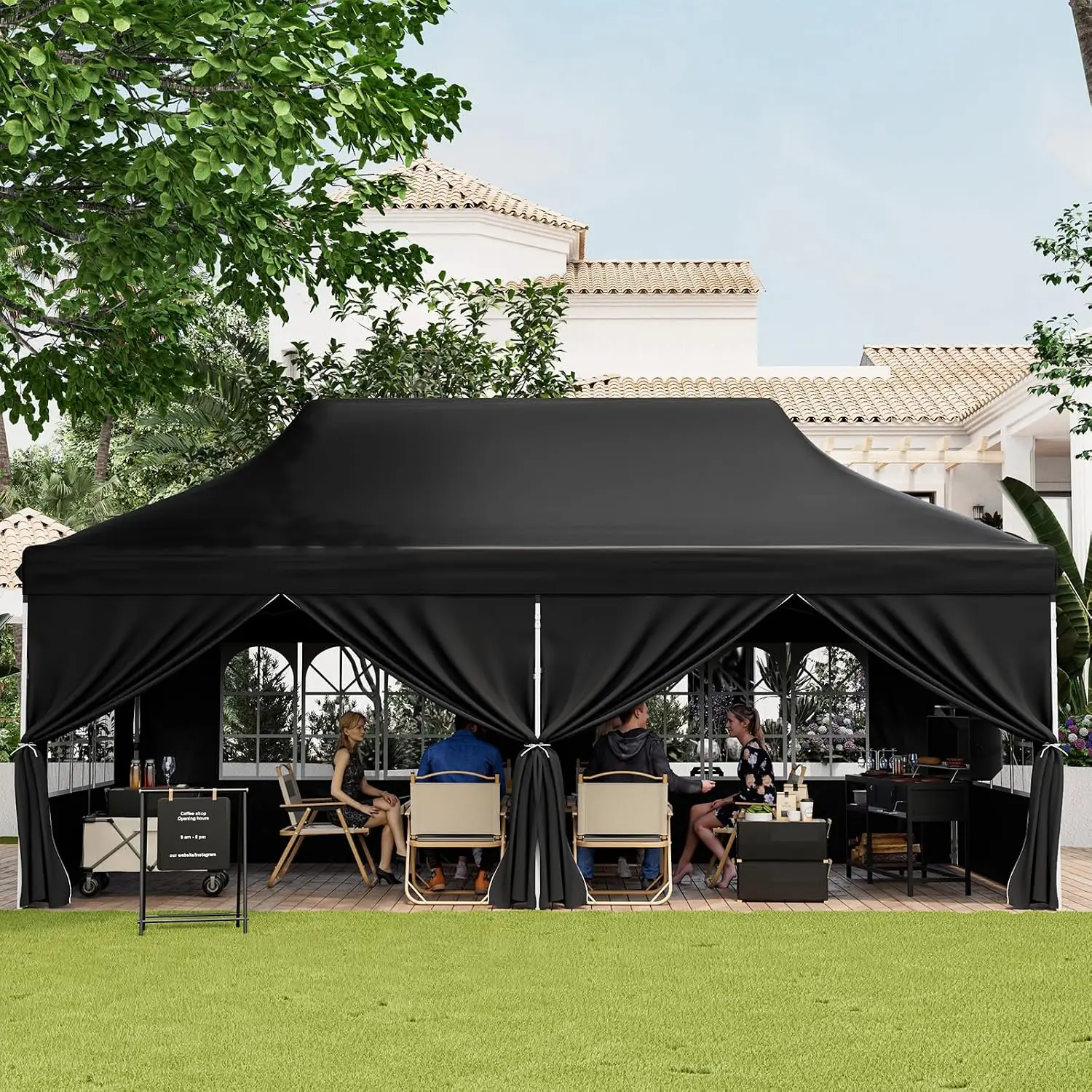 10 x 20 FT Pop-up Canopy with Detachable Sidewalls, Carrying Bag, Customized