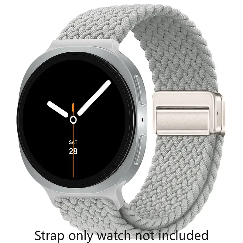 Geflochtenes Solo-Loop-Armband aus Nylon, geeignet für Samsung Galaxy Watch 8 40 mm/44 mm, Magnetband für Galaxy Watch 8 Classic Correa