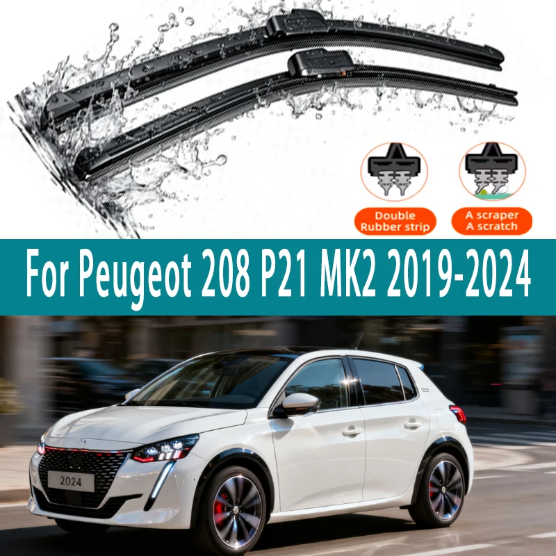 

LHD Front Wiper Blades For Peugeot 208 P21 MK2 2019-2024 2020 2021 2022 2023 Windshield Windscreen 24''16'' Accessories