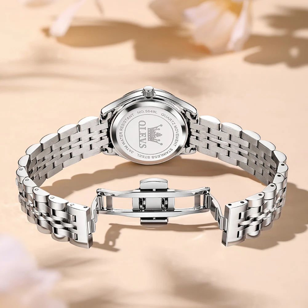 الماس الأرجواني الهاتفي الساعات للمرأة ساعة الموضة الفولاذ المقاوم للصدأ الكوارتز مقاوم للماء تاريخ مضيئة ساعة اليد النسائية ﻿