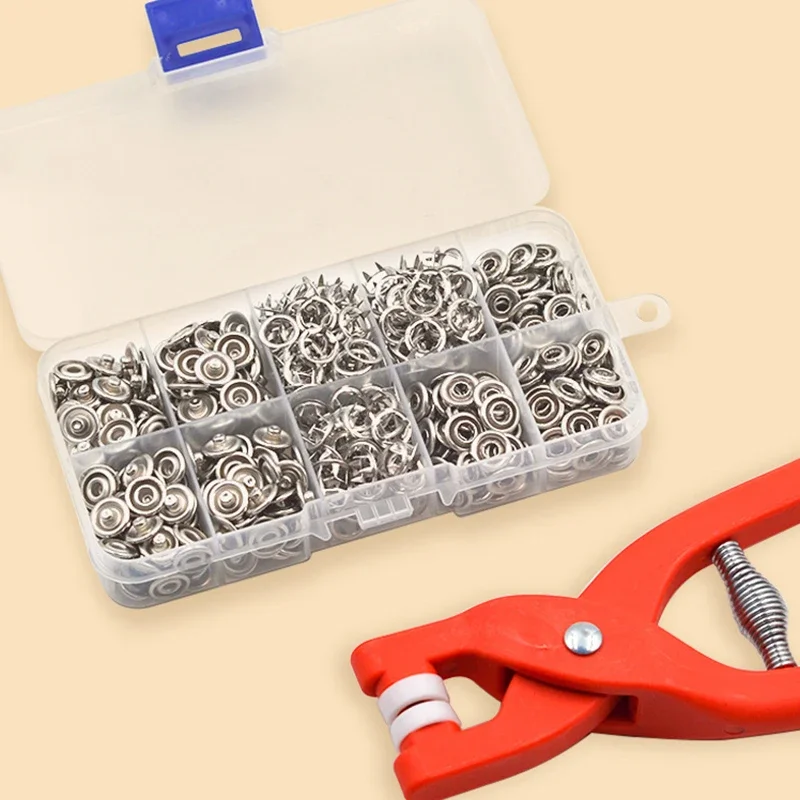 1set-Five claw buckle installation pliers tool set, metal buckle pliers tool (50 sets of five claw buckles+tools+storage box)