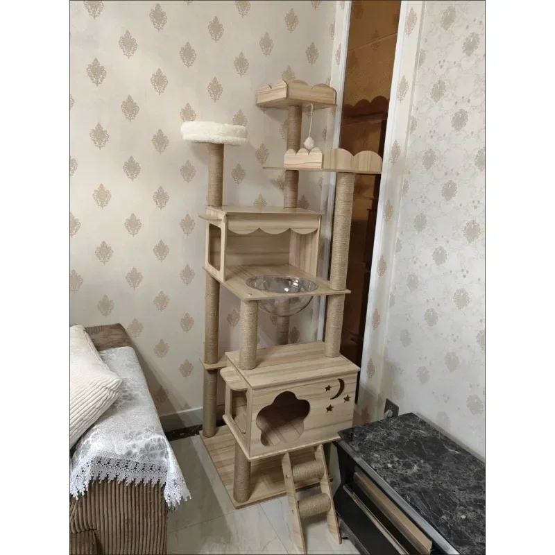 EU STOCK Large pet cat climbing frame Multi-layer wooden cat climbing frame Multi-pet villa  Wear-resistant cat scratching post