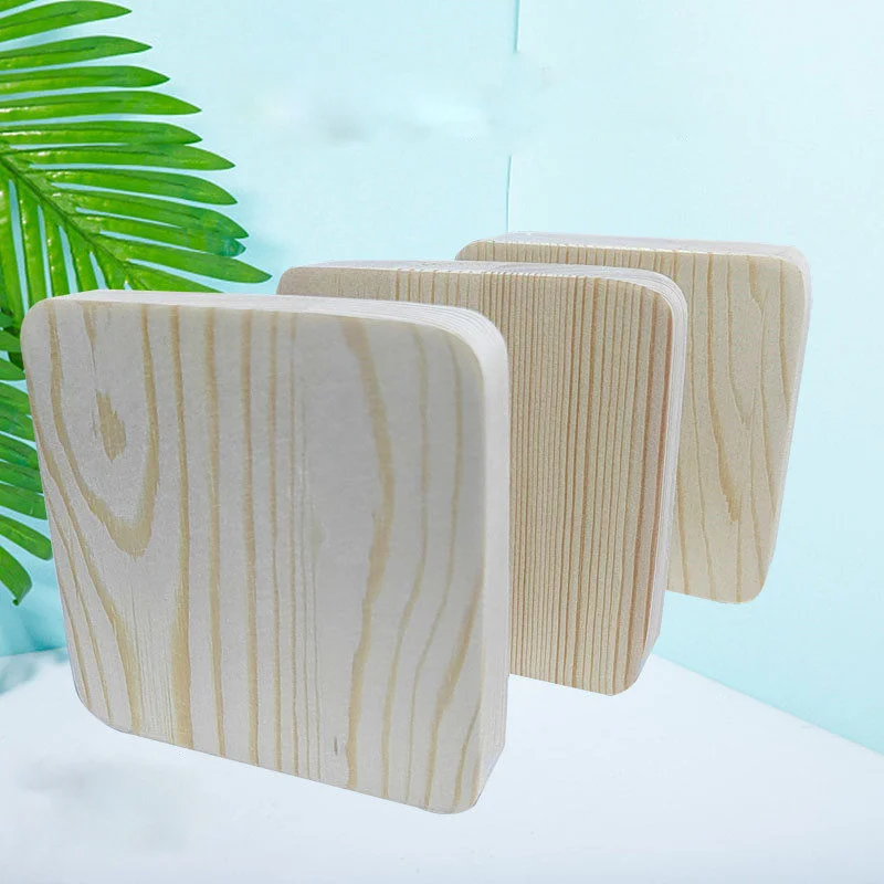 Unfinished Square Pine Wood Blocks Sharp/Rounded Corner Craft Wood Squares for Pyrography Painting Carving DIY Supplies Material