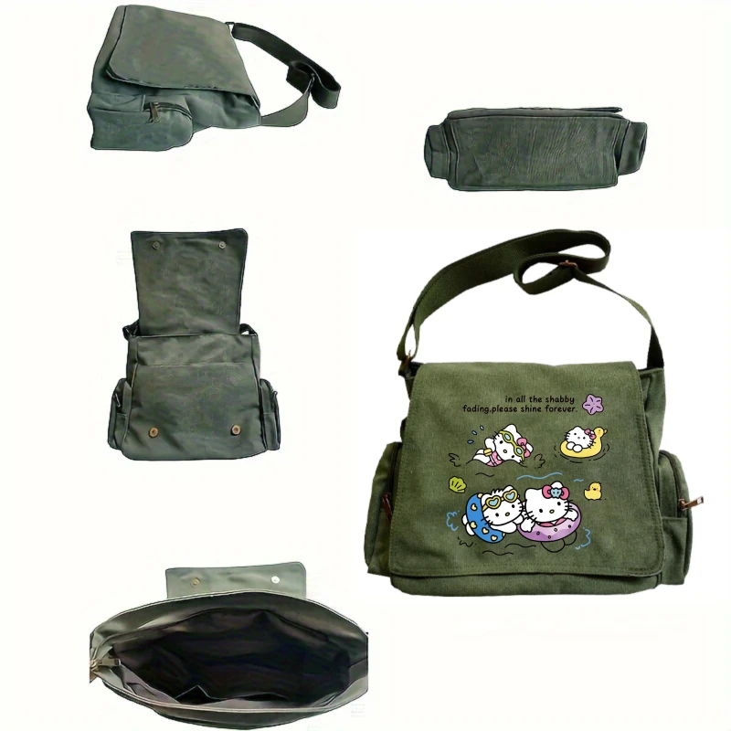 Olá kitty tema bolsa feminina dos desenhos animados natação olá kitty grande bolsa de ombro kawaii tote bolsa mensageiro para compras femininas