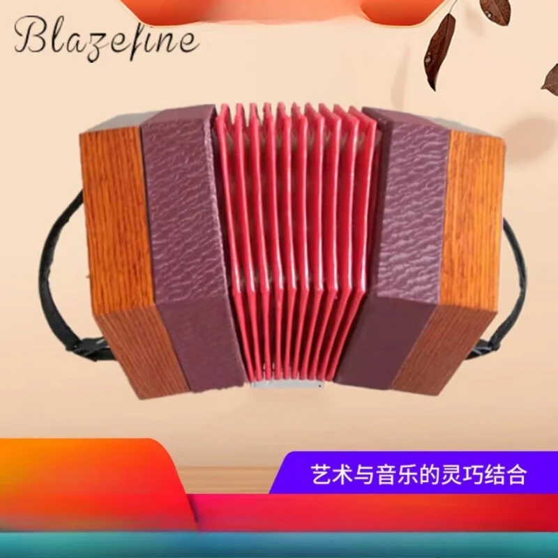 Hexagonal Accordion Anglo English Style Hexagonal Accordion Natural Wood Color Green Bellows 20 Keys