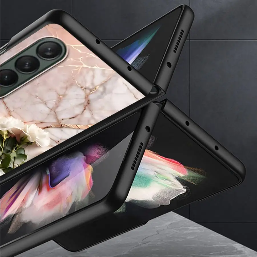 Luksusowe etui na telefon Flower Marble Cover do Samsung Galaxy ZFold6 Z Fold 4 5G ZFold5 Z Fold4 Fold Shockproof Hard PC