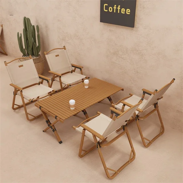 Restaurant Furniture Portable Lightweight  Camping Table and Chair Set Foldable Outdoor Cafe Table Chair Set