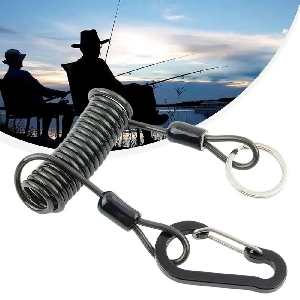 Elastic Coil Fishing Missed Rope Lockable Stretch Retention Fishing Rope Heavy Duty Safety Rope Climbing Buckle Rope