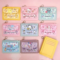 Kawaii Cartoon PU Leather Wallet Sanrio Anime Hello Kitty Cinnamoroll Kuromi Casual Short Wallets Cute Card Holder Coin Purse