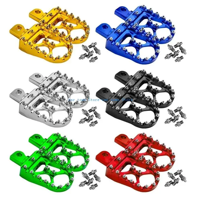 RXJE Motorcycle Footrests Aluminum Alloy Non Slip Pattern Broad Compatibility Fast Mounting No Tools Needed