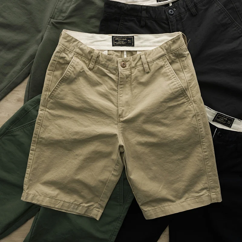 

Summer Thin Cotton Workwear orts Loose Straight Leg Trousers for Men Youth Faion Casual Pants Military een Color