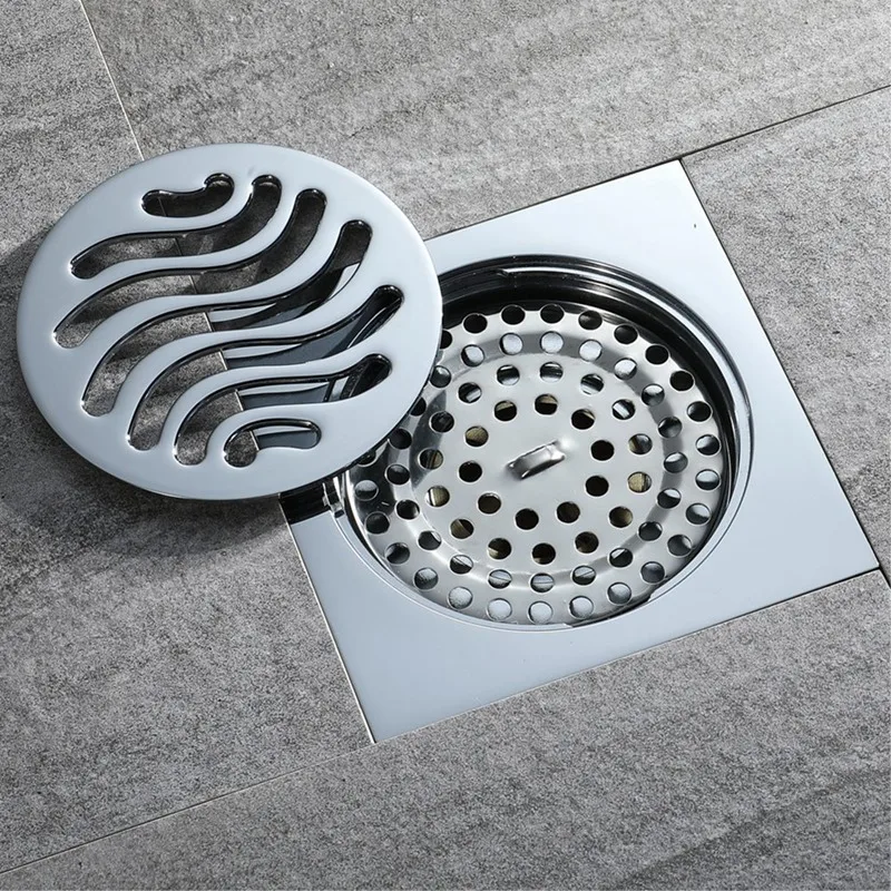 النحاس الطابق استنزاف 100X100mm مربع المضادة للرائحة الخطي دش استنزاف الحمام شرفة دش استنزاف الشعر الماسك