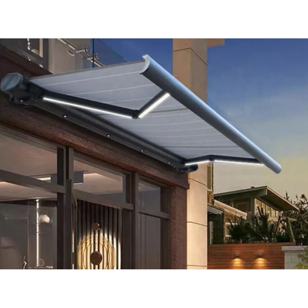 

Тент Электрический выдвижной индивидуальный алюминиевый полный кассетный тент Открытый солнцезащитный козырек Складной тент