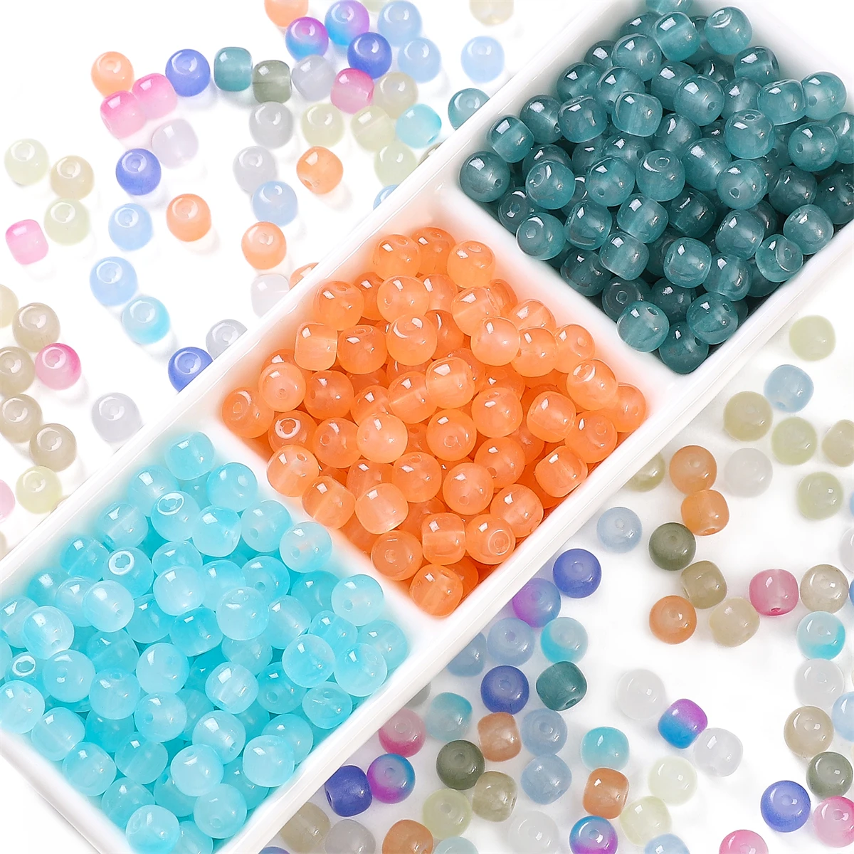 About 30pcs glass imitation jade beads, apple beads, round beads, DIY handmade beaded necklaces, jewelry accessories, loose bead