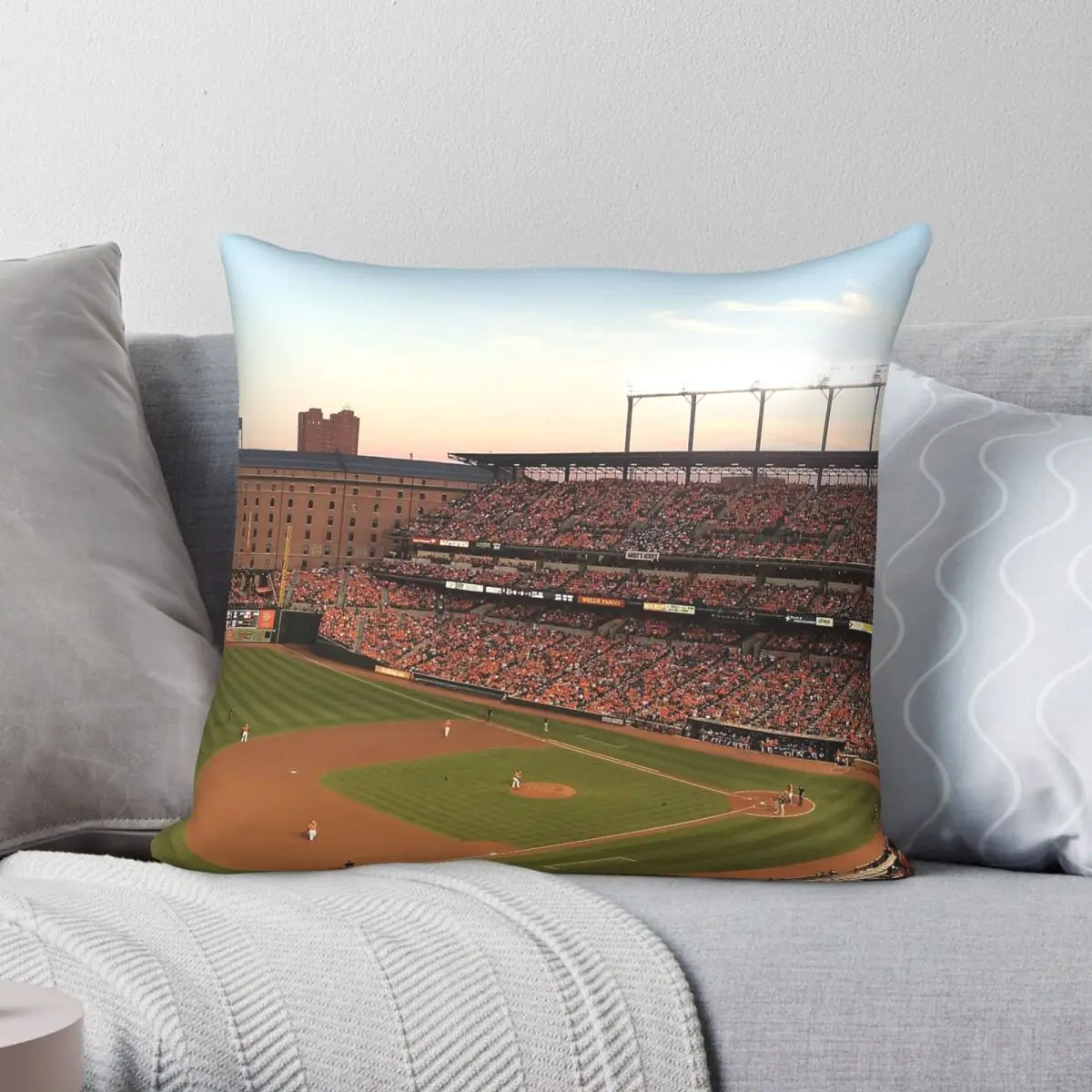 Camden Yards Busch Stadium Square Pillowcase Polyester Linen Velvet Pattern Zip Decor Pillow Case Bed Cushion Cover