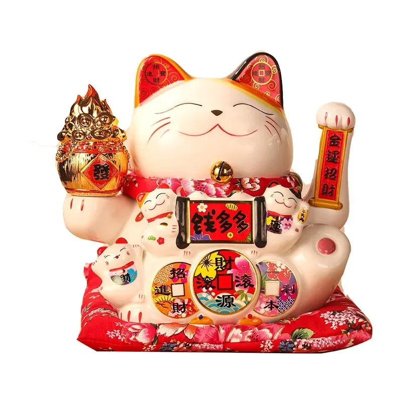 

11 Inch Lucky Cat Shake Hand Ornament Desk Decoration Gift for Store Opening Ceramic Piggy Bank Ornaments Home Accessories