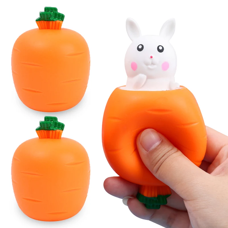 Carrot Rabbit Cup Squeeze Toys Cute Cartoon Stress Relief Toys Children Kids Antistress Sensory Fidget Toy Pinching Toy Gifts