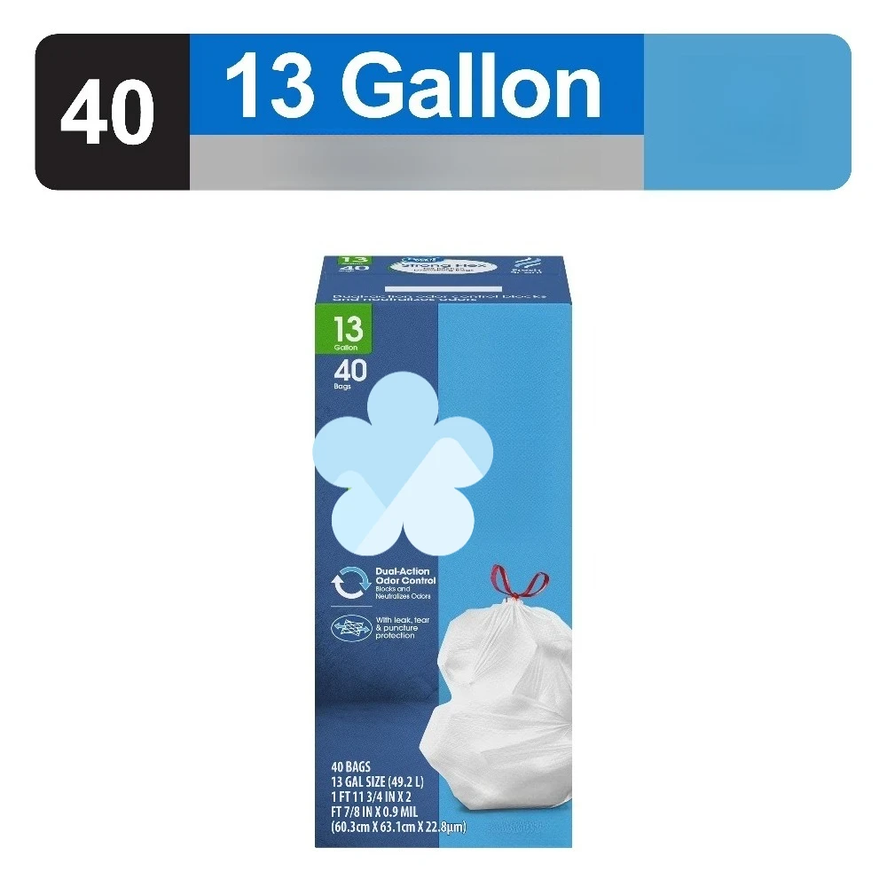 ICUTE-Large 13 Gallon Tall Kitchen Trash Bags with Drawstring Fresh Scent 40 Count Heavy Duty Wastebasket Liners for Home Office,Fast Delivery