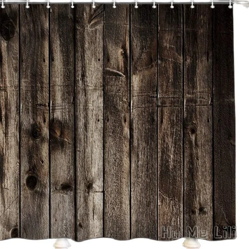 Cortinas de ducha de tela con diseño de árbol de madera, impermeables, decorativas, para interior y exterior, de madera marrón