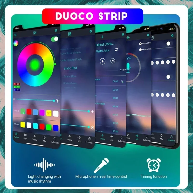 RGB Neon Light LED Strip Bluetooth Control Flexible Rope Tube Lamp Smart Color Changing RGB Rope Lights For Indoors Home