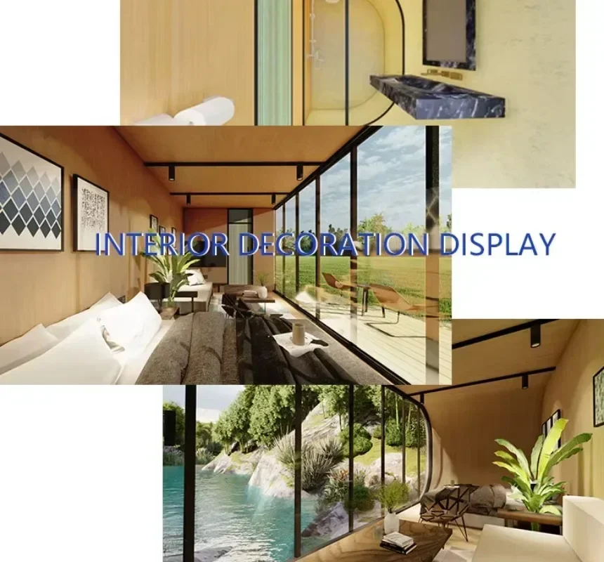 40ft 20ft Glass Wall Luxury Container House Prefed Villa Portable Home House with Bedroom and Bathroom