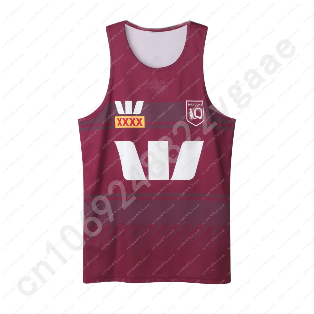 QLD Maroons 2025 Mens Training Singlet Rugby Jersey Clothes Sportwear Kids Tee Boys Team T Shirt Tank Top Vest Home Waistcoat