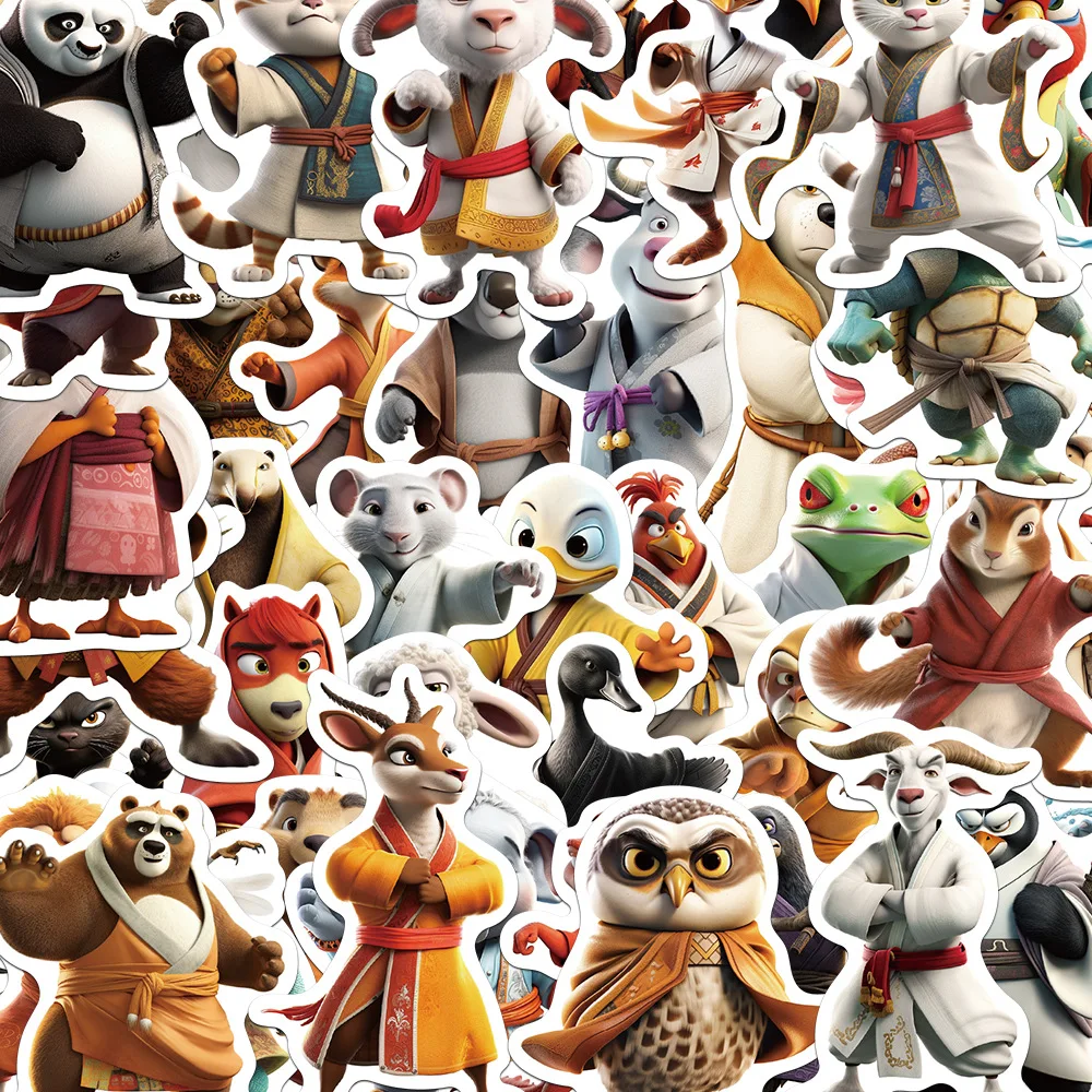 10/30/50pcs Anime Kung Fu Animal Cartoon Image  Stickers Decal Laptop Motorcycle Luggage Snowboard Fridge Car Sticker