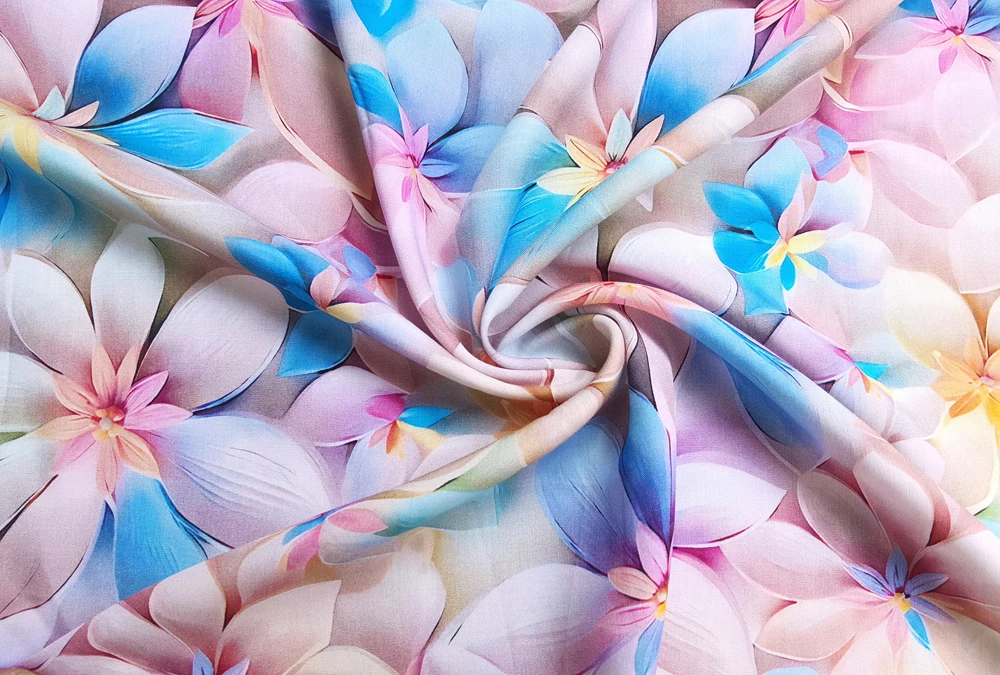 1 Meter x 1,45 Meter schöner, farbiger Blumen-Viskose-Stoff, 100 % Rayon-Material für Kleider und Roben – Detail 9