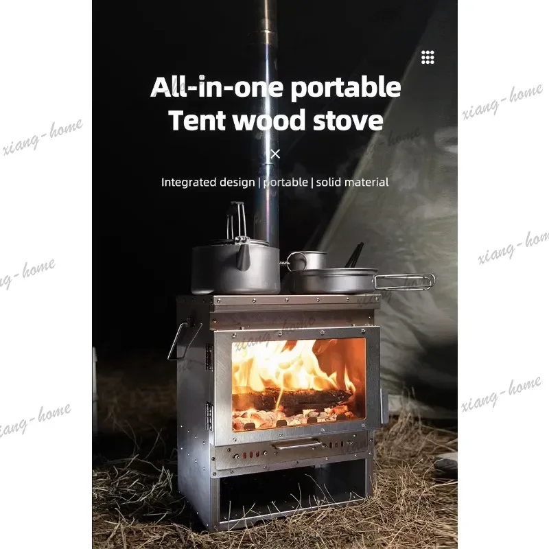 FG 2026 Ultra Light Titanium Firewood Stove Outdoor Self Driving Camping Tent Heating Stove Folding Titanium Firewood Stove