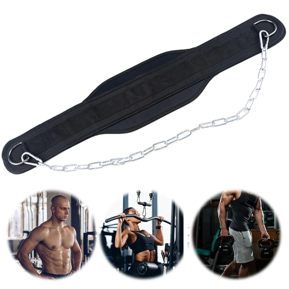 Pull-up Belt  Dip Belt with Chain Home Gym Equipment Waist Belt Weight Lifting Dip Belt for Weightlifting Pull Ups Dips