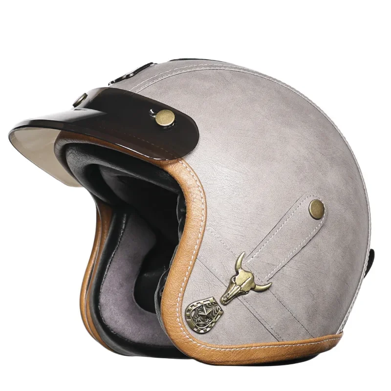 

Retro Style Motorcycle Helmet 3/4 Open Face Helmet Motorcycle Half Helmet Wind Mirror Cycling Helmets Cascos Capacete