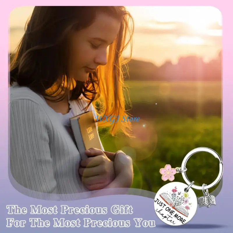 

37JE Fashionable Stainless Keychain Gift for Reader Book Things Books Stuff for Women