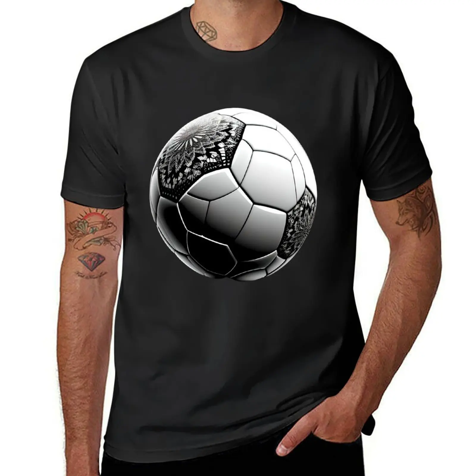 Mandala Soccer Ball T-shirt blacks boys animal print sweat mens t shirt