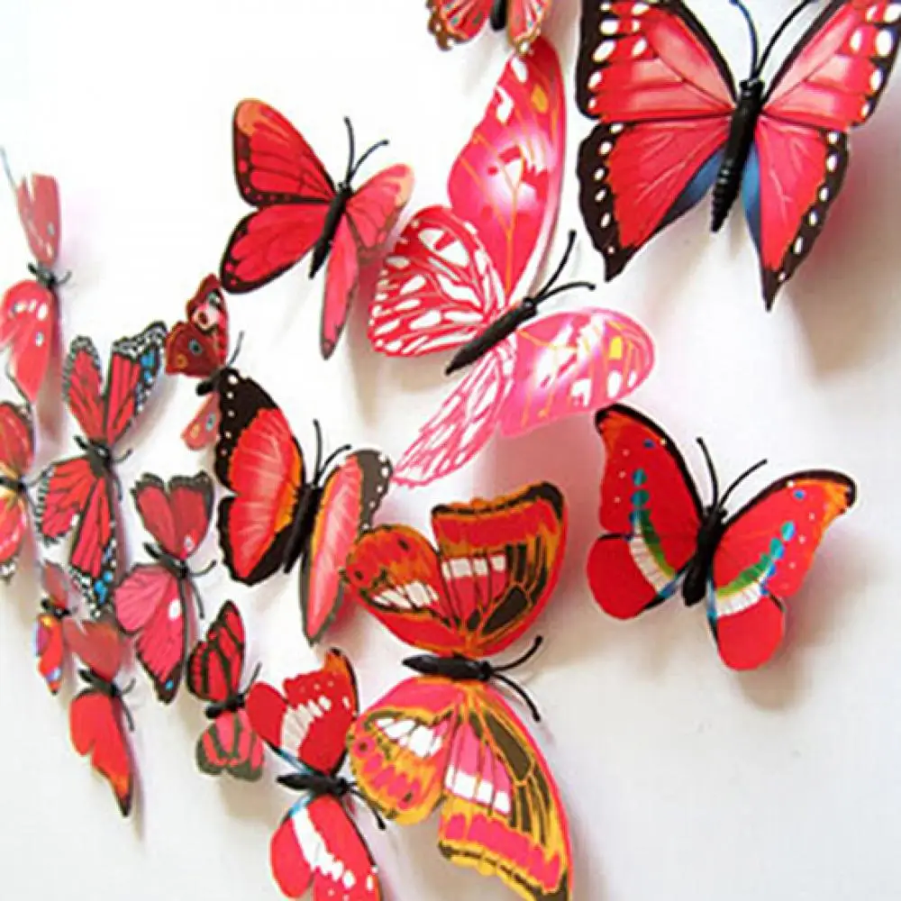 12Pcs Magnetic Sticker 3D PVC Butterflies Cute DIY Butterfly Art Decal Home Decor Wall Mural Sticker Magnet