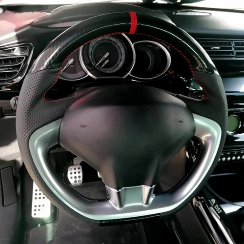 Trenzado de cuero Artificial personalizado en los cubiertas del volante del coche para Citroen DS3 2011 Accesorios interiores de estilo de coche