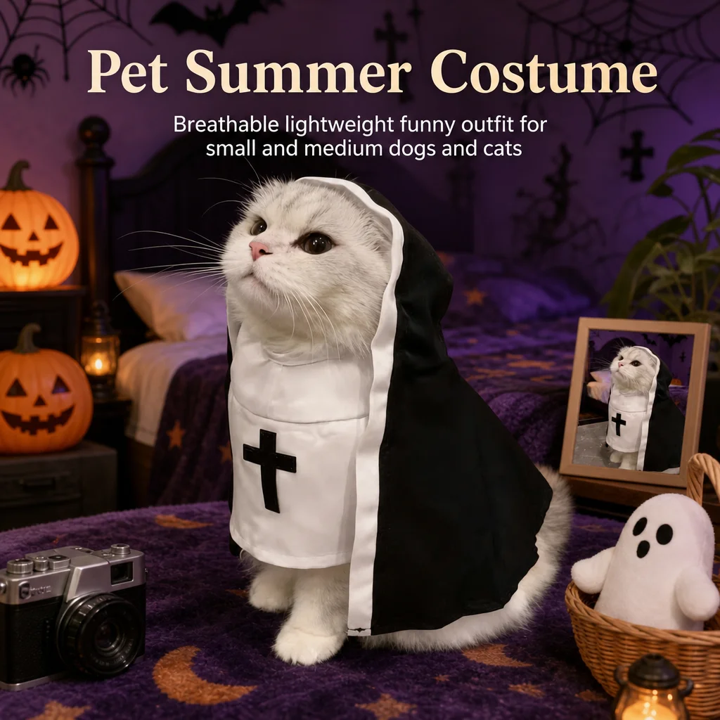 Pet Summer Costume Breathable Outfit For Small Medium Dogs And Cats Elastic Comfortable Halloween Cosplay Funny Design