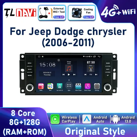 Car Radio For Jeep Chrysler 300C Dodge Chevrolet 2006 2007 -2011 Multimedia Player Carplay Android Auto GPS Navigation Head Unit