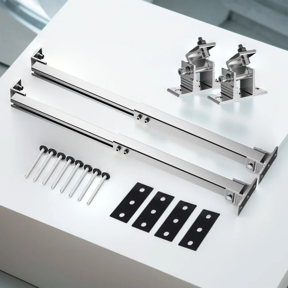 Solar Panel Mounting Rack Aluminum Alloy Solar Holder End Clamp Kit Adjustable Solar Panel Mounting Bracket 15-30 Degrees