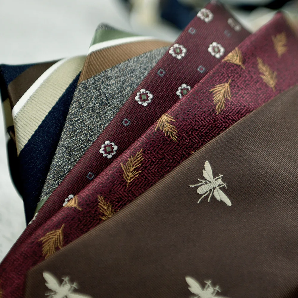 Men's Tie Handkerchief Set Formal Embroidery 2025 New Style Feathers Pattern Business Suit Accessory