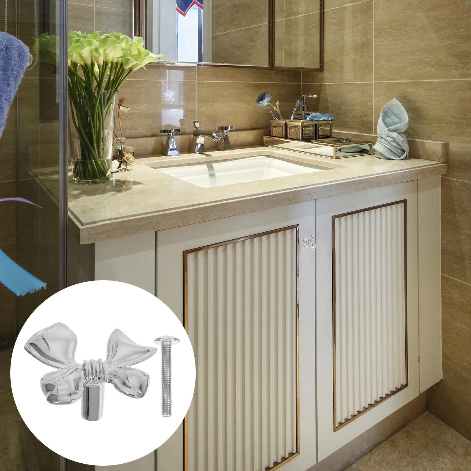

Stylish Bowknot Cabinet Handles Copper Bow Drawer Pulls Decorative Door Knobs For Wardrobe Bathroom Cupboard Farmhouse