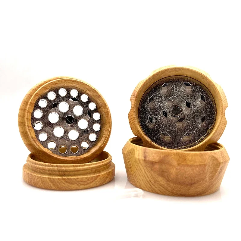 Resin-Wooden 4 Layers Herb Grinder Metal Machine 40mm Smoke Crusher Hand Muller Pollinator Smoking Tools